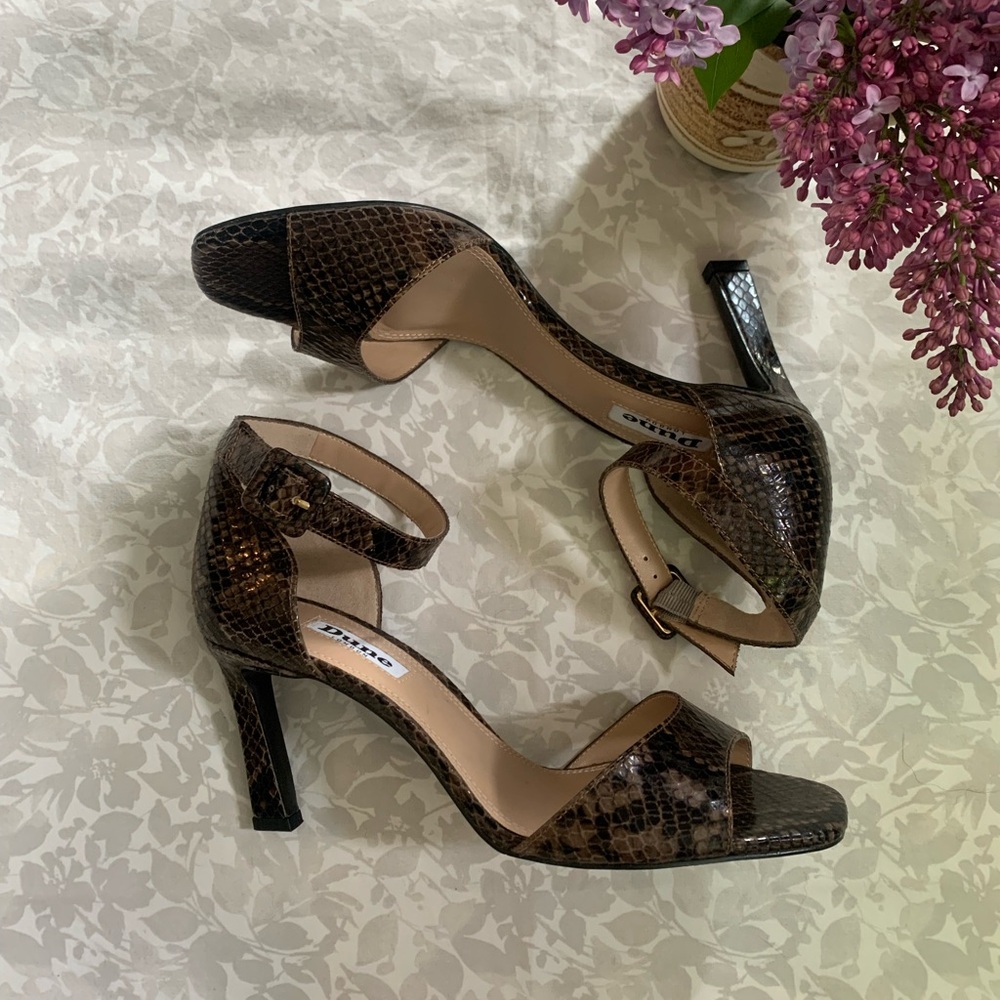 Dune London Snake Skin Ankle Strap Heels